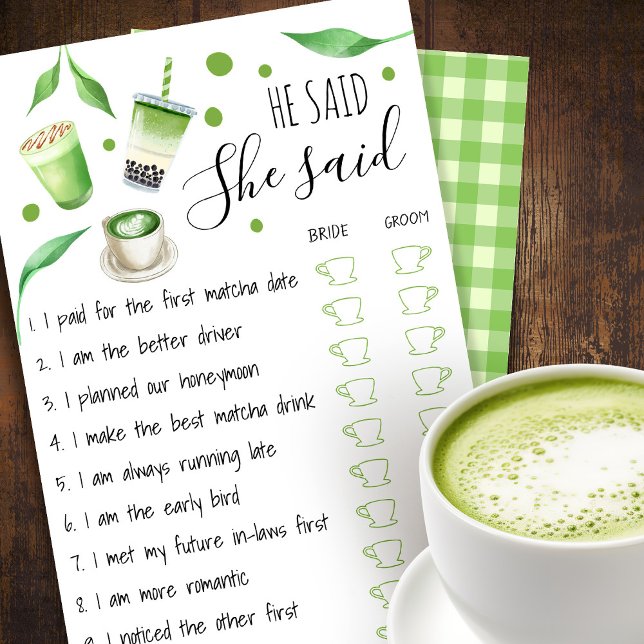 Flyer Matcha Bridal Shower Game Card (Subido por el creador)