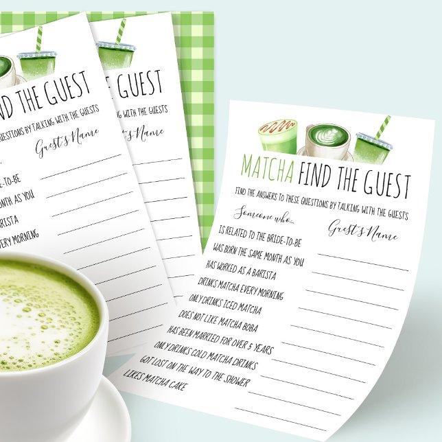 Flyer Matcha Bridal Shower Game Find The Guest Card (Subido por el creador)