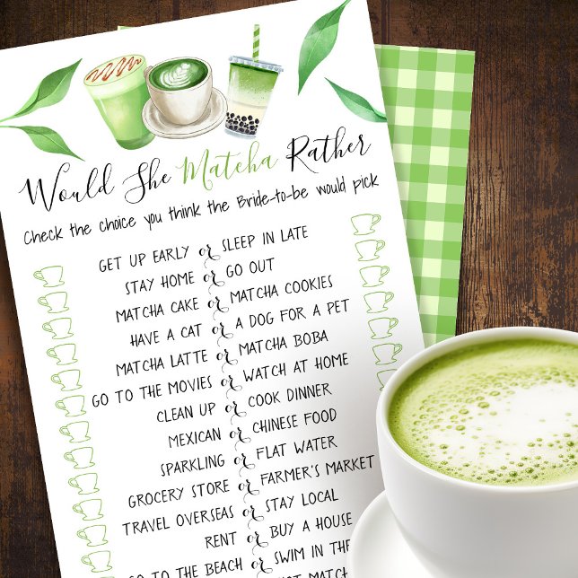 Flyer Matcha Themed Shower Bridal Shower Game Card (Subido por el creador)
