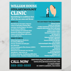 Flyer Médica ocular, Otolaringólogo Otolaringología Clín