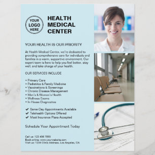 Flyer Médico de Clínica Moderna Logotipo Personalizado