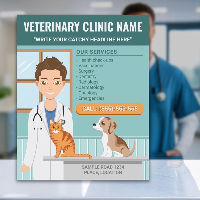Flyer Médico de la Clínica Vet de Medicina Veterinaria (Subido por el creador)