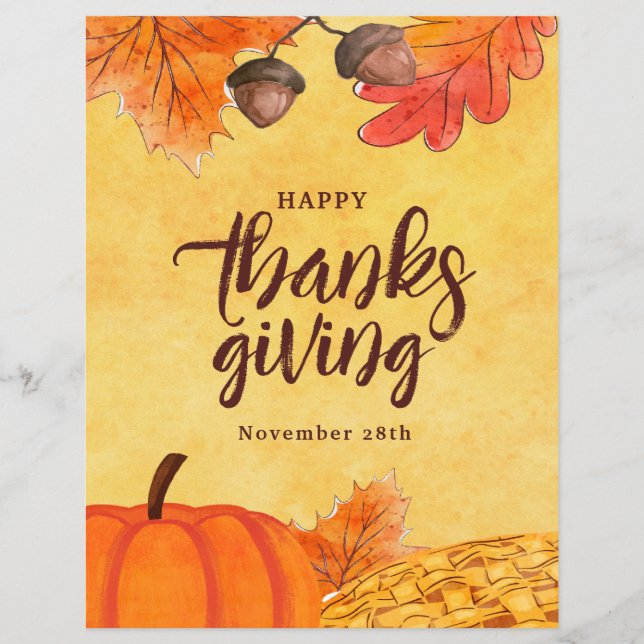 Flyer Medios sociales del Día de Acción de Gracias de Wa (Frente)