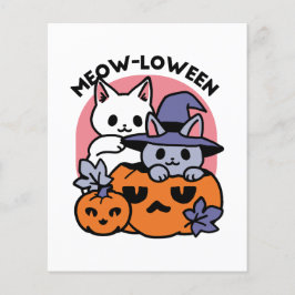 Flyer Meow-Loween - Diseño de felinos Halloween
