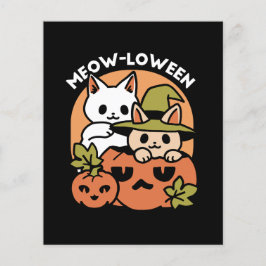 Flyer Meow-Loween - Diseño festivo de gatos de Halloween