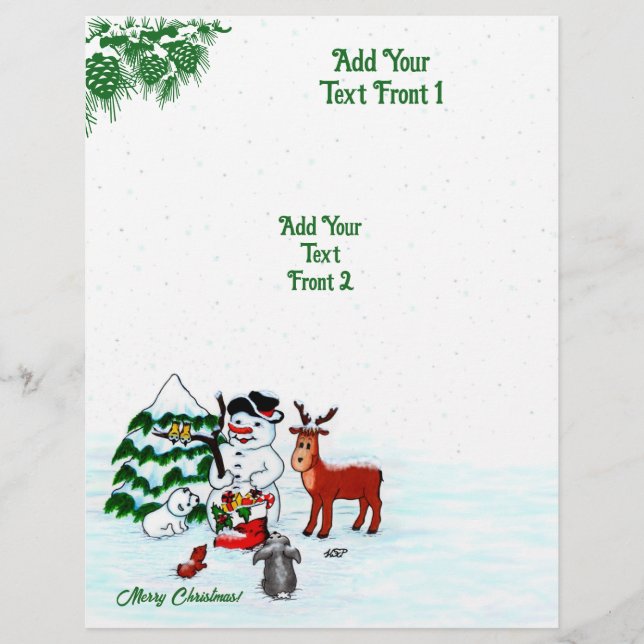 Flyer Merry Christmas! Snowman with Friends (Frente)