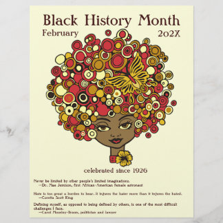Flyer Mes de la Historia Negra, hermosa mujer retro