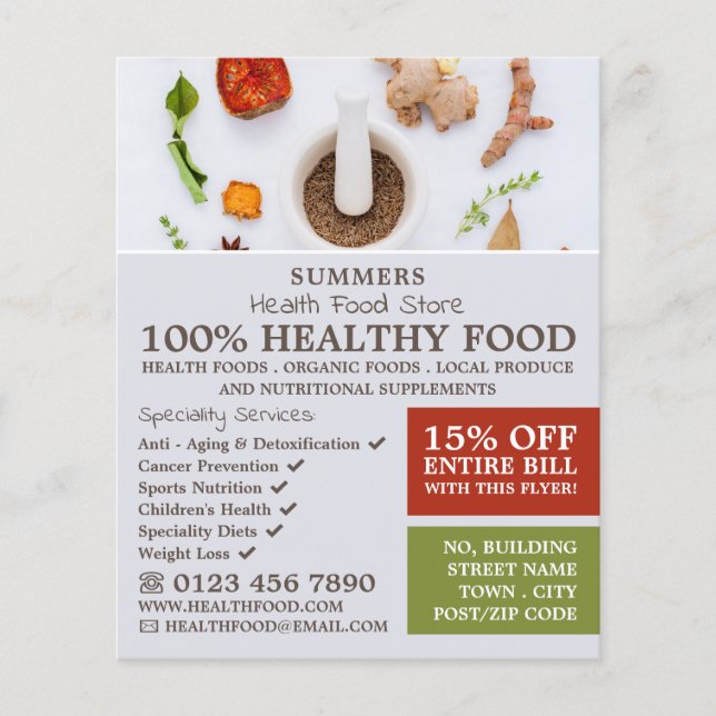 Flyer Mezcla de especias, anuncio de tienda de alimentos (Frente)