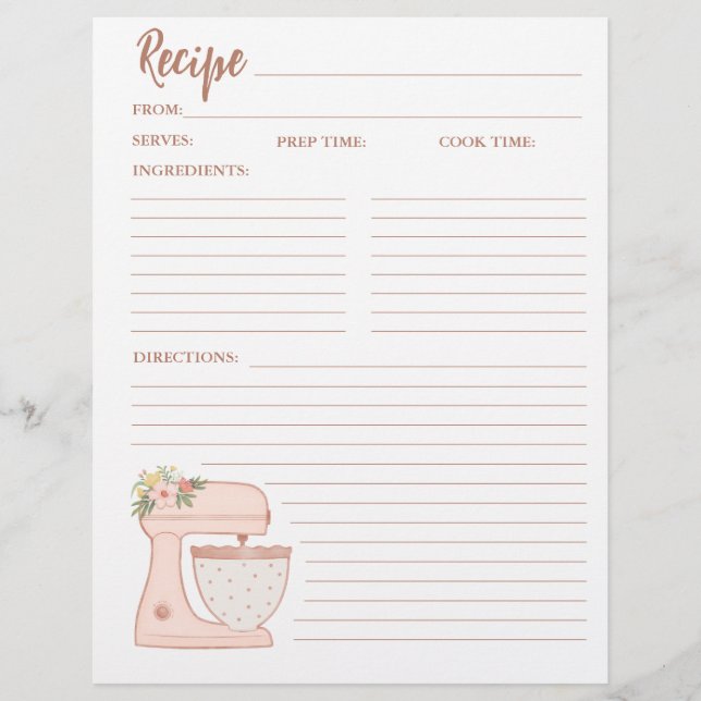 Flyer Mezclador simple panadería de pasteles florales Re (Frente)