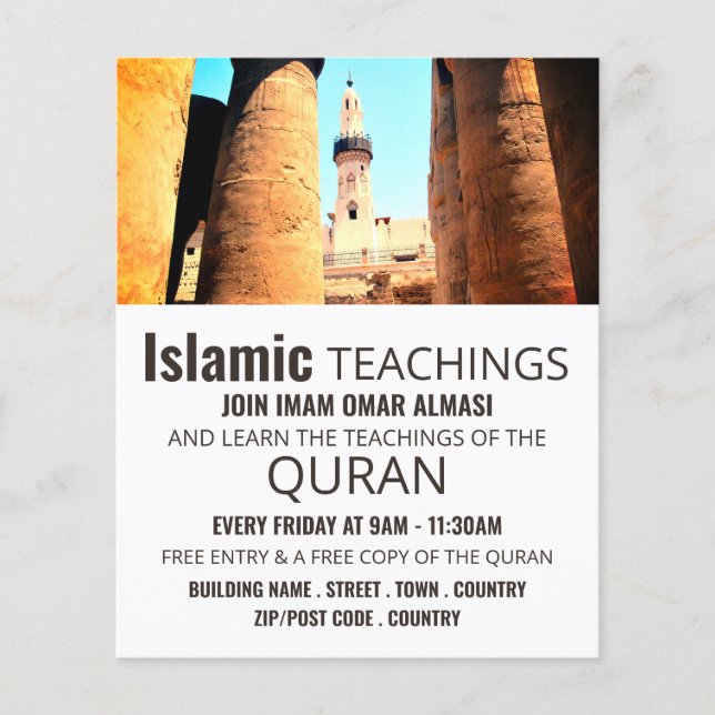 Flyer Mezquita Del Haggag De Abu'l, Anuncio De Enseñanza (Frente)