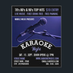 Flyer Micrófono azul, aviso de evento de Karaoke<br><div class="desc">Aviso publicitario de evento de Karaoke por The Business Card Store.</div>