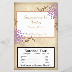 Flyer Microondas Popcorn Wrapper Púrpura y floral verde