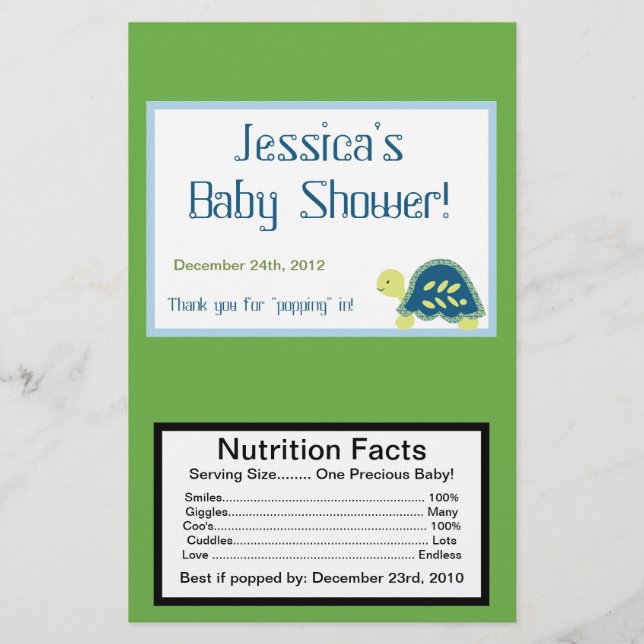 Flyer Microondas Popcorn Wrapper Tortugas de mar azules (Frente)