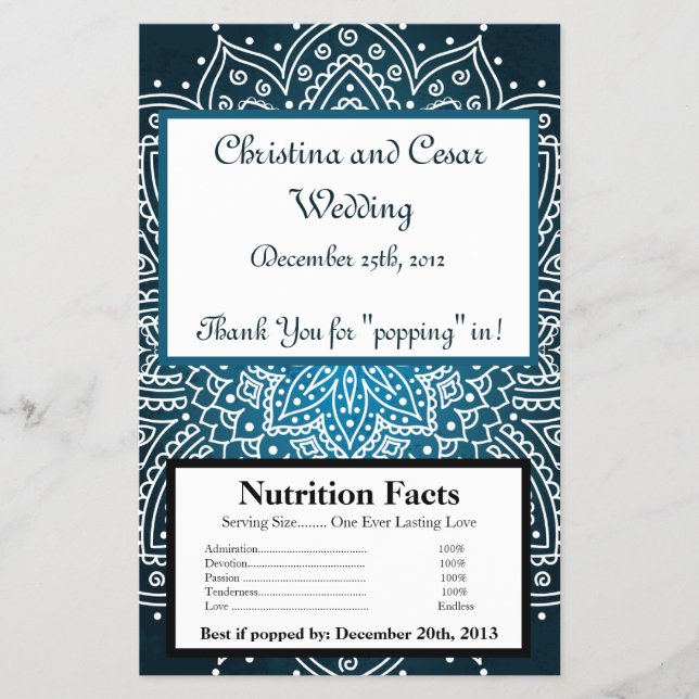 Flyer Microwave Popcorn Wrapn Azul profundo marroquí (Frente)