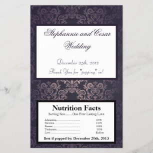 Flyer Microwave Popcorn Wrapn Deep Purple Damask