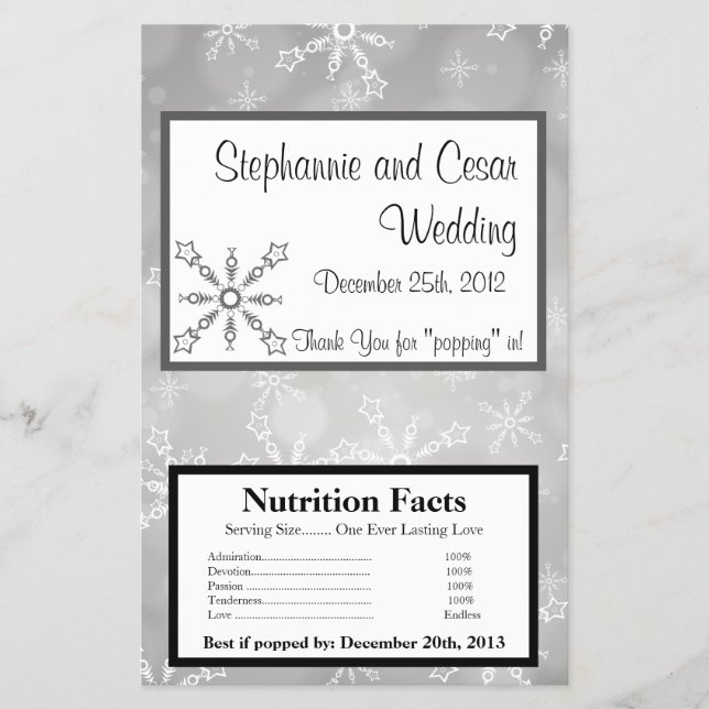 Flyer Microwave Popcorn Wrapn Gray Snowflakes (Frente)