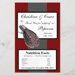 Flyer Microwave Popcorn Wrapn Peacock Rojo Negro Blanco