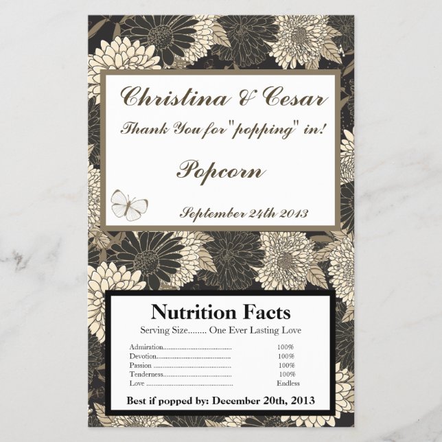 Flyer Microwave Popcorn Wrapper Black Cream Daisises/Car (Frente)