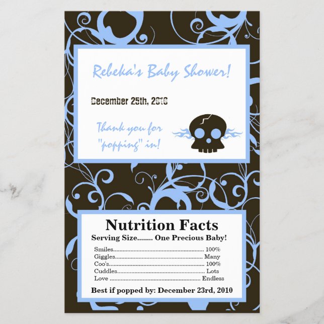 Flyer Microwave Popcorn Wrapper Boy Blue Punk Skull Flam (Frente)
