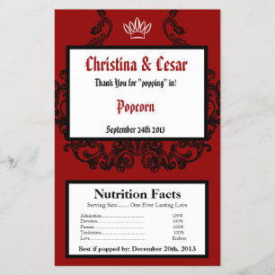 Flyer Microwave Popcorn Wrapper Crimson Red Ornate Embal