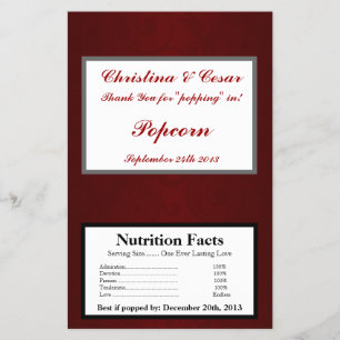 Flyer Microwave Popcorn Wrapper Dark Maroon Gray Swirls