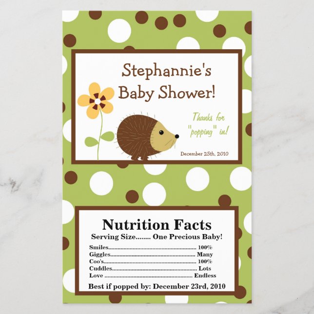 Flyer Microwave Popcorn Wrapper Forest Friends Hedgehog (Frente)