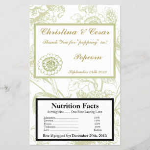 Flyer Microwave Popcorn Wrapper Green Gerbera Daisy Flow