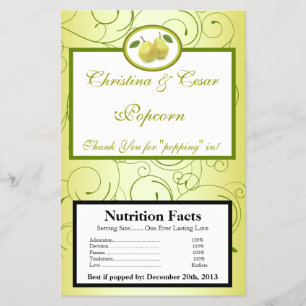 Flyer Microwave Popcorn Wrapper Lime Green Pear Swirls