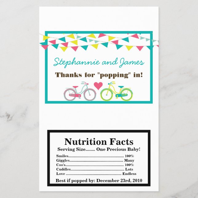 Flyer Microwave Popcorn Wrapper Love Amantes Bicicletas  (Frente)