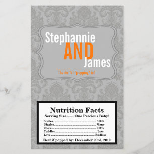 Flyer Microwave Popcorn Wrapper Moderno Gray Damask Lace