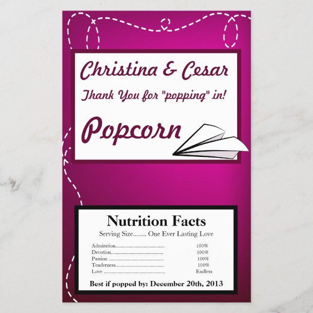 Flyer Microwave Popcorn Wrapper Paper Plano Purple Loop (Frente)