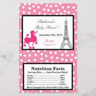 Flyer Microwave Popcorn Wrapper Pink Poodle Paris Eiffel