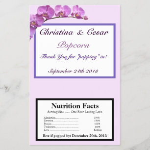 Flyer Microwave Popcorn Wrapper Purple Orchids en stem