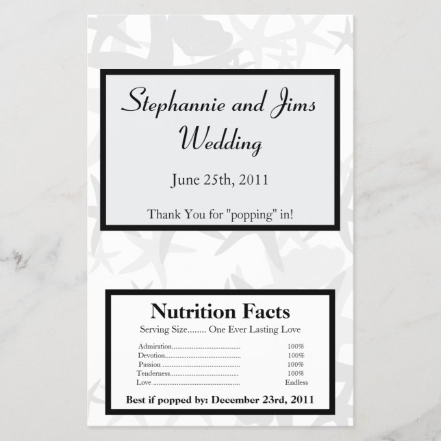 Flyer Microwave Popcorn Wrapper Summer Love and Shells (Frente)