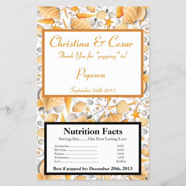 Flyer Microwave Popcorn Wrapper Variado Seashells Orang (Frente)