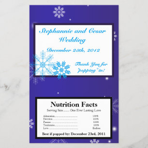 Flyer Microwave Popcorn Wrapper White Snow Flakes