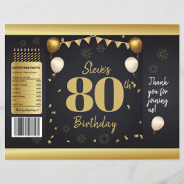 Flyer Milestone Birthday Gold Black Chip Bag Wrappers