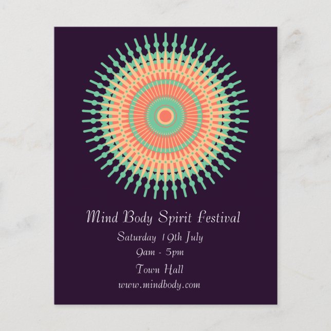 Flyer Mind Body Spirit New age mandala festival (Frente)