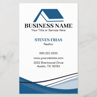 Flyer Minimal Blue Real Estate Agent House Logo