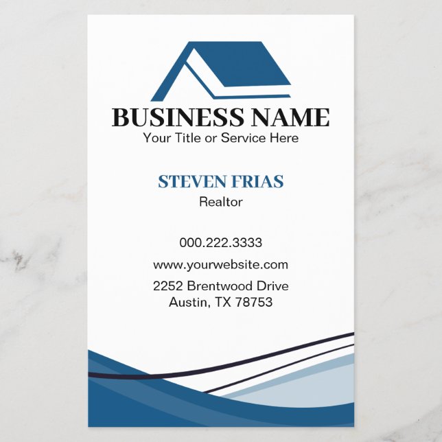 Flyer Minimal Blue Real Estate Agent House Logo (Frente)