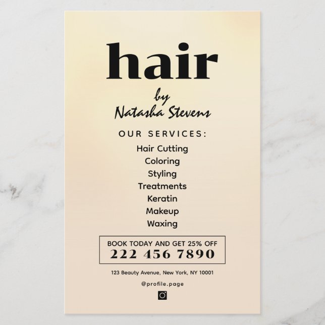 Flyer Minimalist clean boho style hair salon (Frente)