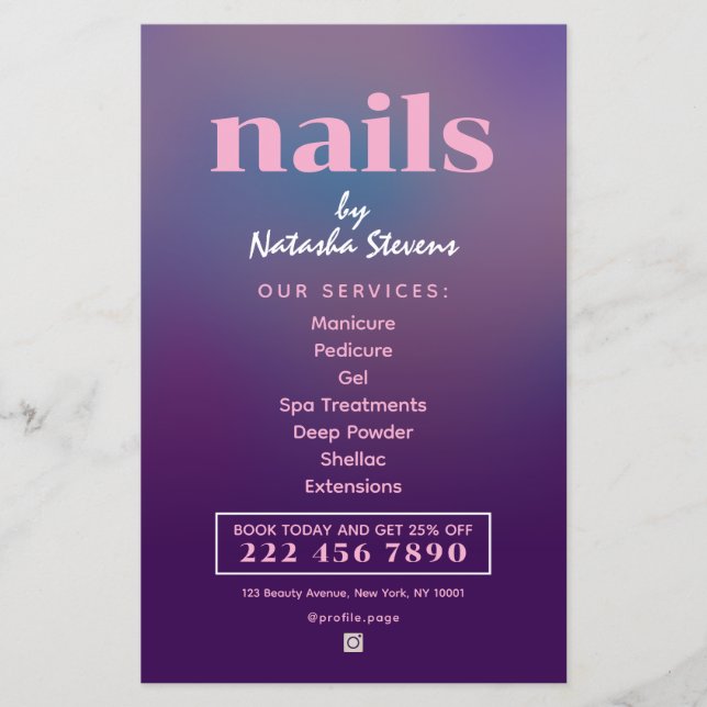 Flyer Minimalist gradient nail technician  (Frente)