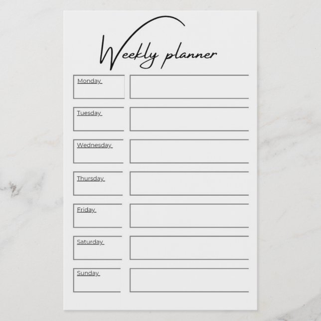 Flyer Minimalist Weekly Planner Vertical Schedule Layout (Frente)