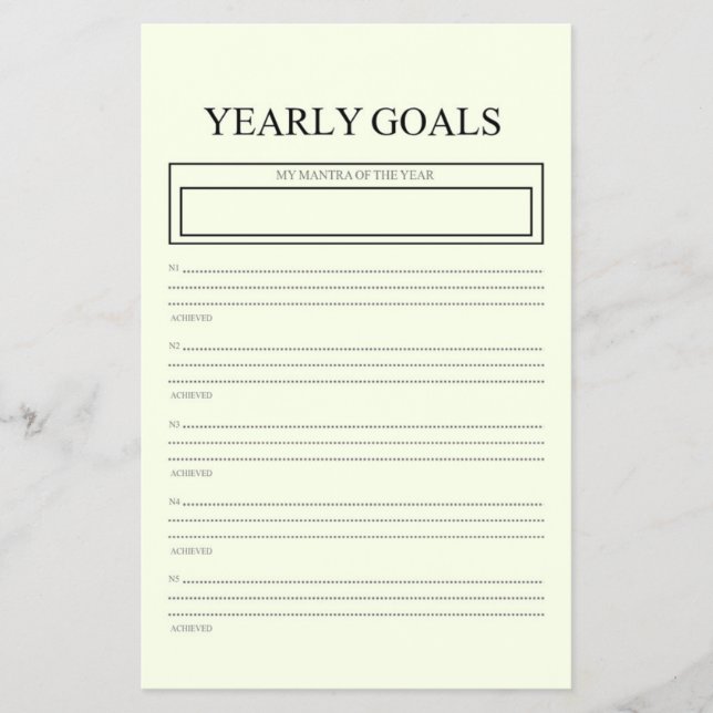 Flyer Minimalist Yearly Goals Tracker Annual Planner  (Frente)