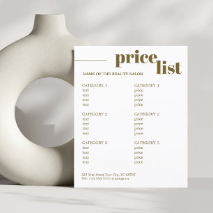 Flyer Minimalista Antiguo Dorado Blanco Salón de Belleza