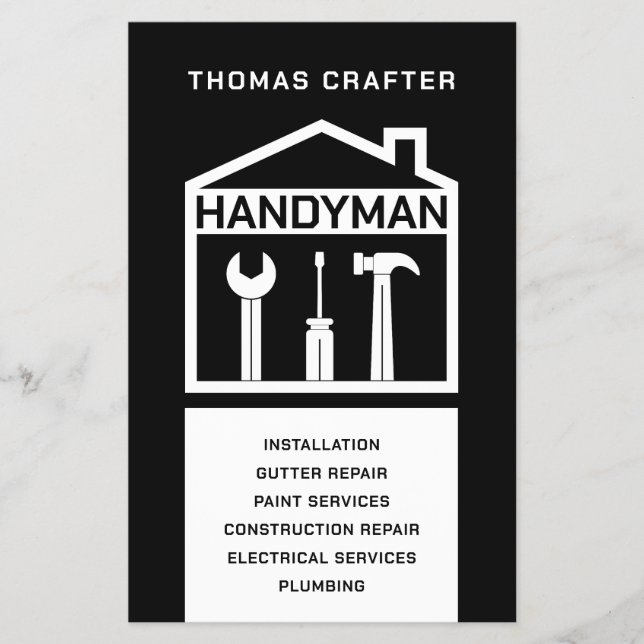 Flyer Minimalista hombre de mano negro y blanco (Frente)