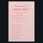 Flyer Minimalista que conoce la mejor ducha de novia<br><div class="desc">Diseñado para coordinar con nuestra Colección de Tipos Negrita, este rosa que conoce el mejor juego de ducha de novias de la novia presenta el moderno y popular arco con texto en negrita con acentos rosa y fucsia. Para una personalización más avanzada de este diseño, por ejemplo, cambiar el diseño,...</div>