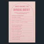 Flyer Minimalista que conoce la mejor ducha de novia<br><div class="desc">Diseñado para coordinar con nuestra Colección de Tipos Negrita, este rosa que conoce el mejor juego de ducha de novias de la novia presenta el moderno y popular arco con texto en negrita con acentos rosa y fucsia. Para una personalización más avanzada de este diseño, por ejemplo, cambiar el diseño,...</div>