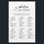 Flyer Minimalista qué hay en tu bolso juego de ducha de<br><div class="desc">Disfruta de tu ducha de novia con estos juegos sencillos y lindos. Consulte nuestra colección para ver más juegos de ducha de novias en el mismo estilo. Tenga en cuenta que estos juegos no son editables.</div>