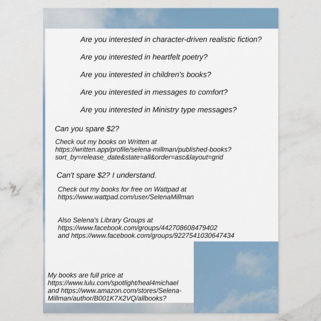 Flyer Mis libros disponibles (Frente)